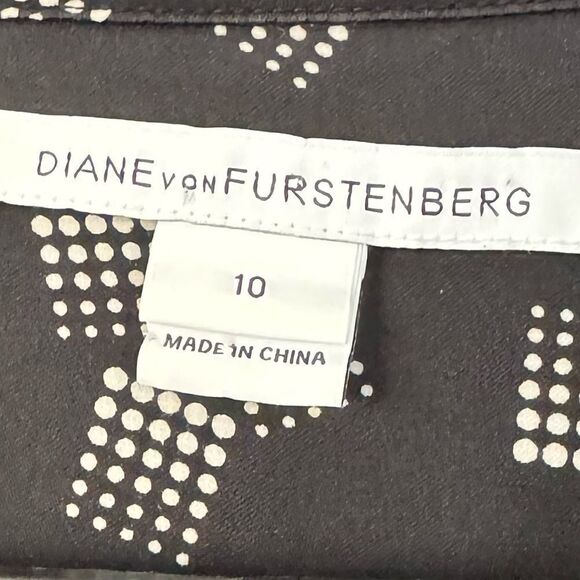 Diane Von Furstenberg Black/White Lensley Sleeveless Top Size 10 - Picture 6 of 7